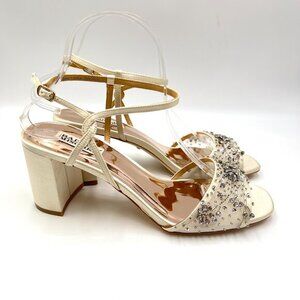 Badgley Mischka Womens‎ Size 9 Blaine Jeweled Block Heels Dress Sandals Shoes